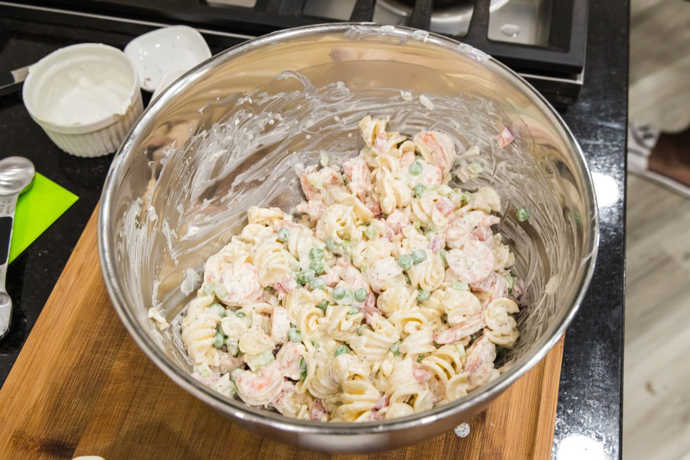 mixed creamy shrimp pasta salad