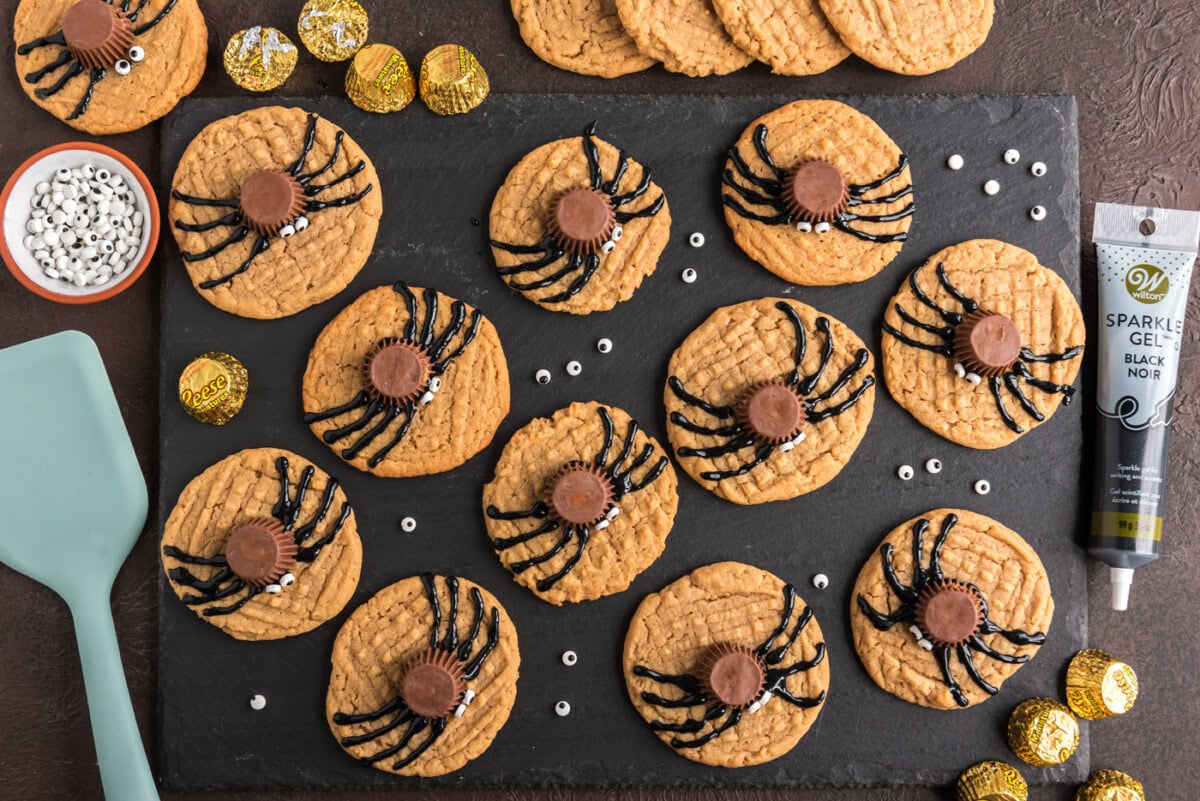 Finished overhead of spider cookies