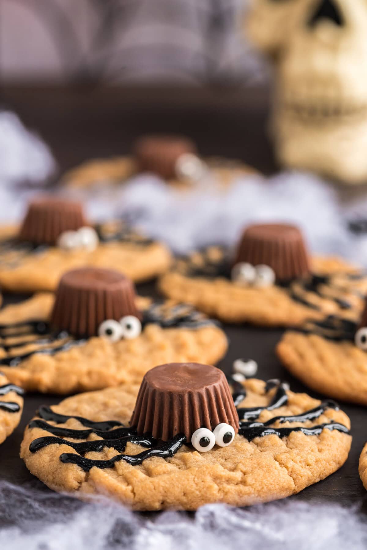 Close up photo of Spider Cookies on a platter