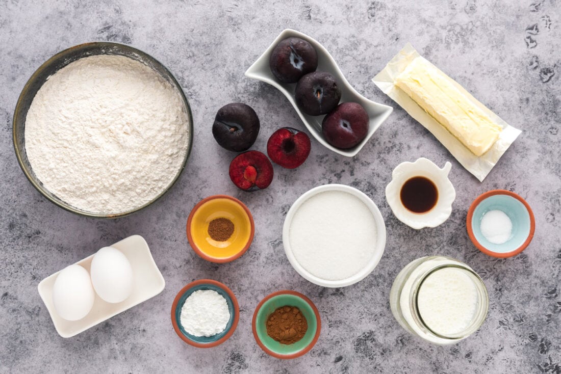 Ingredients for Sugar Crusted Plum Muffins