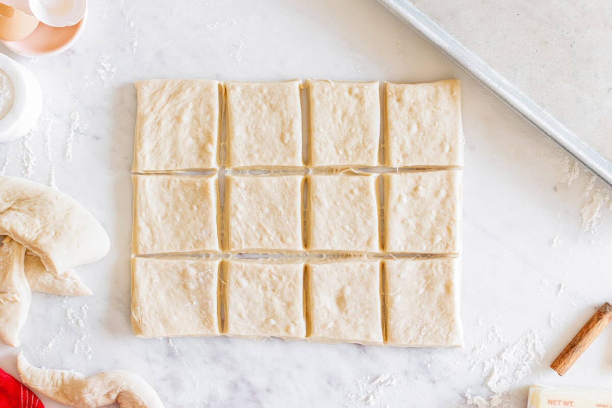 dough cut into squares