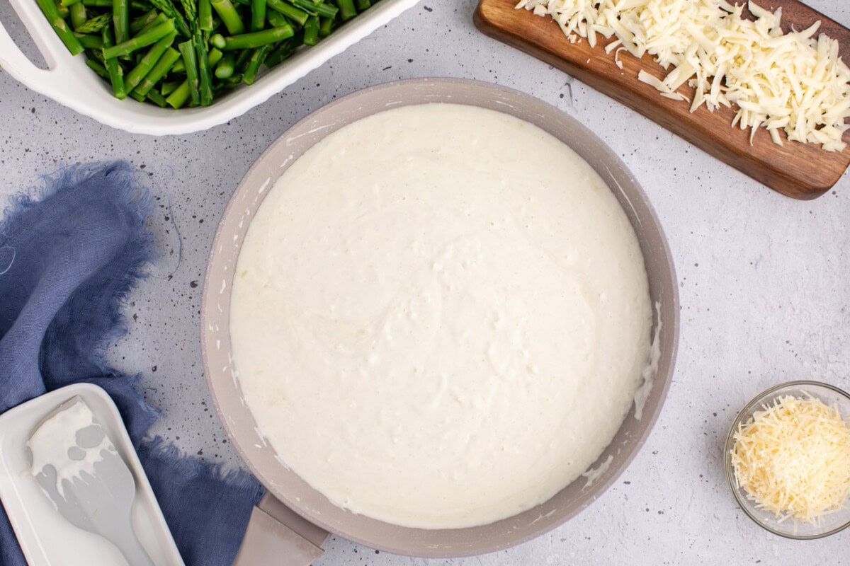 cheese sauce in a skillet