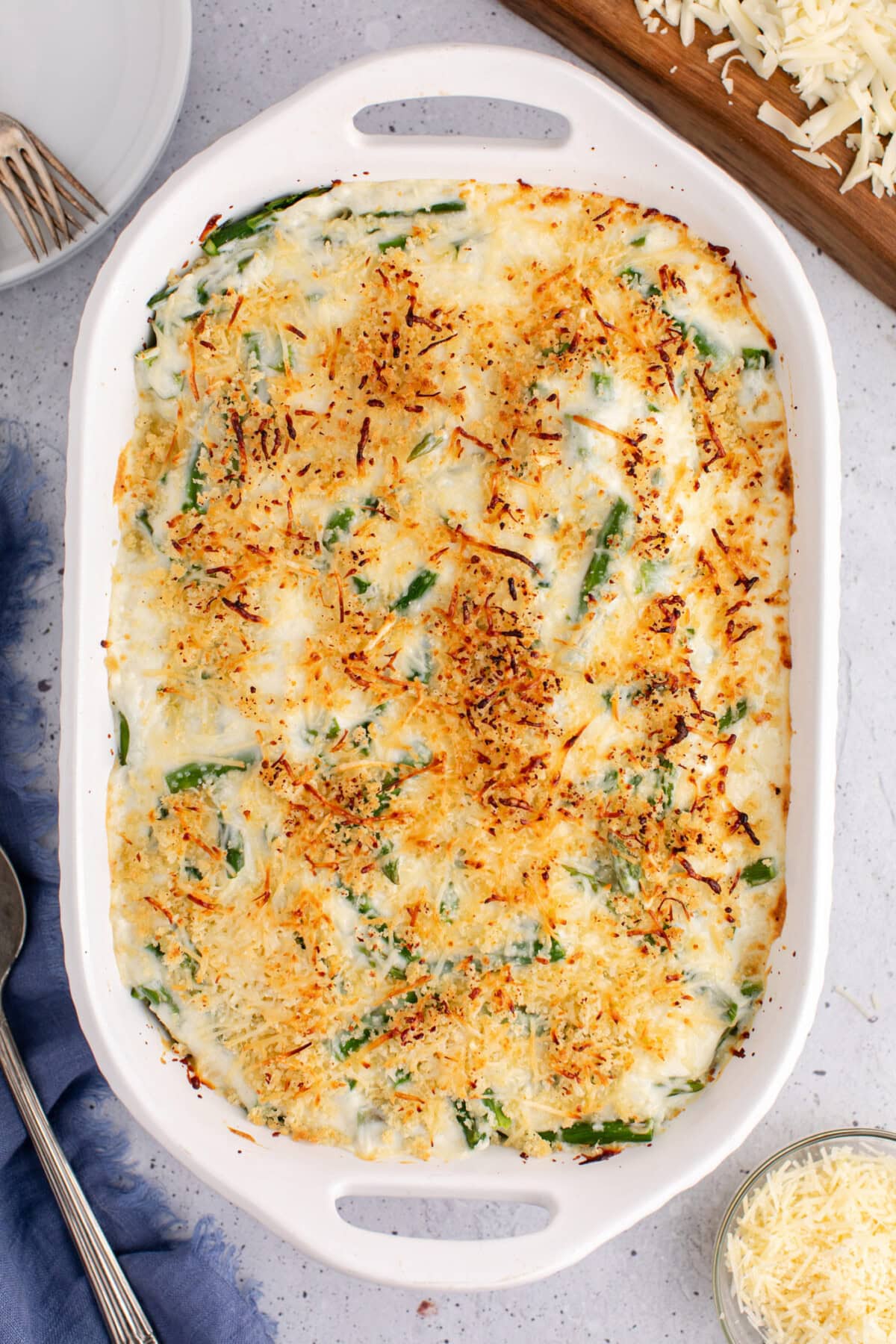 Overhead photo of Asparagus Casserole