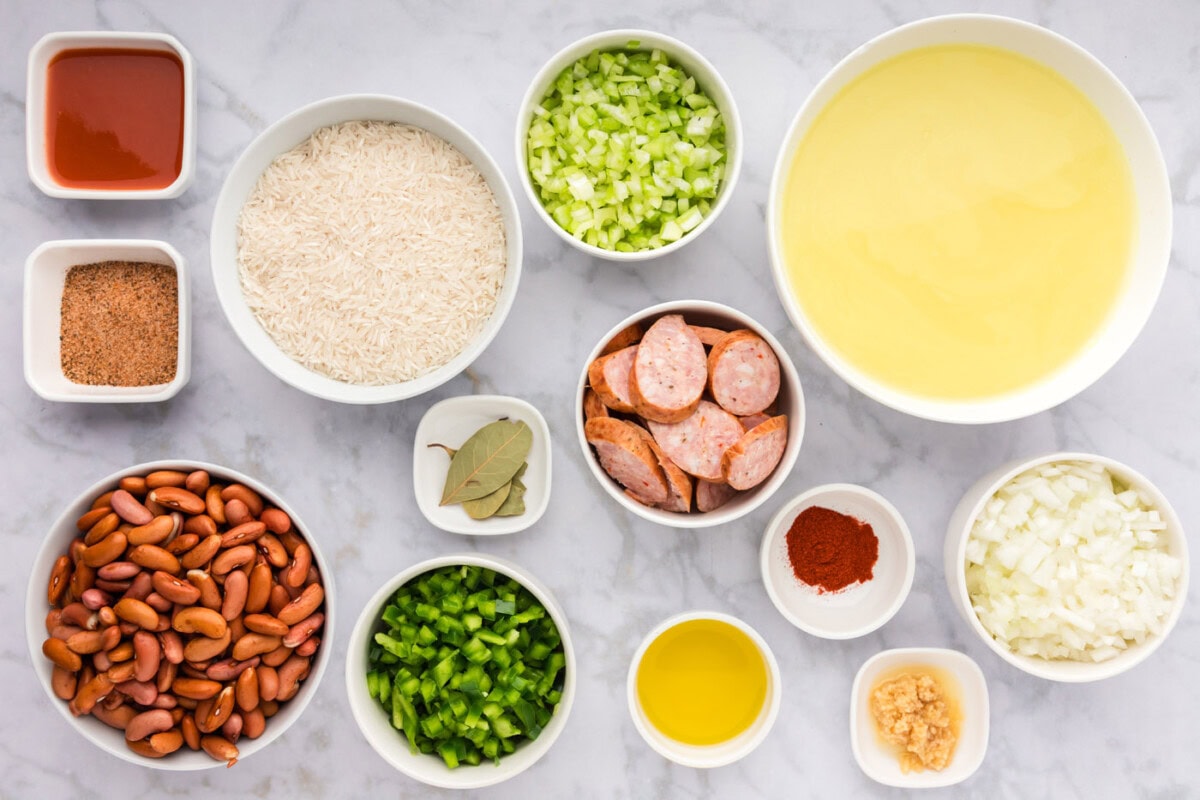 Ingredients for Cajun Red Beans and Rice