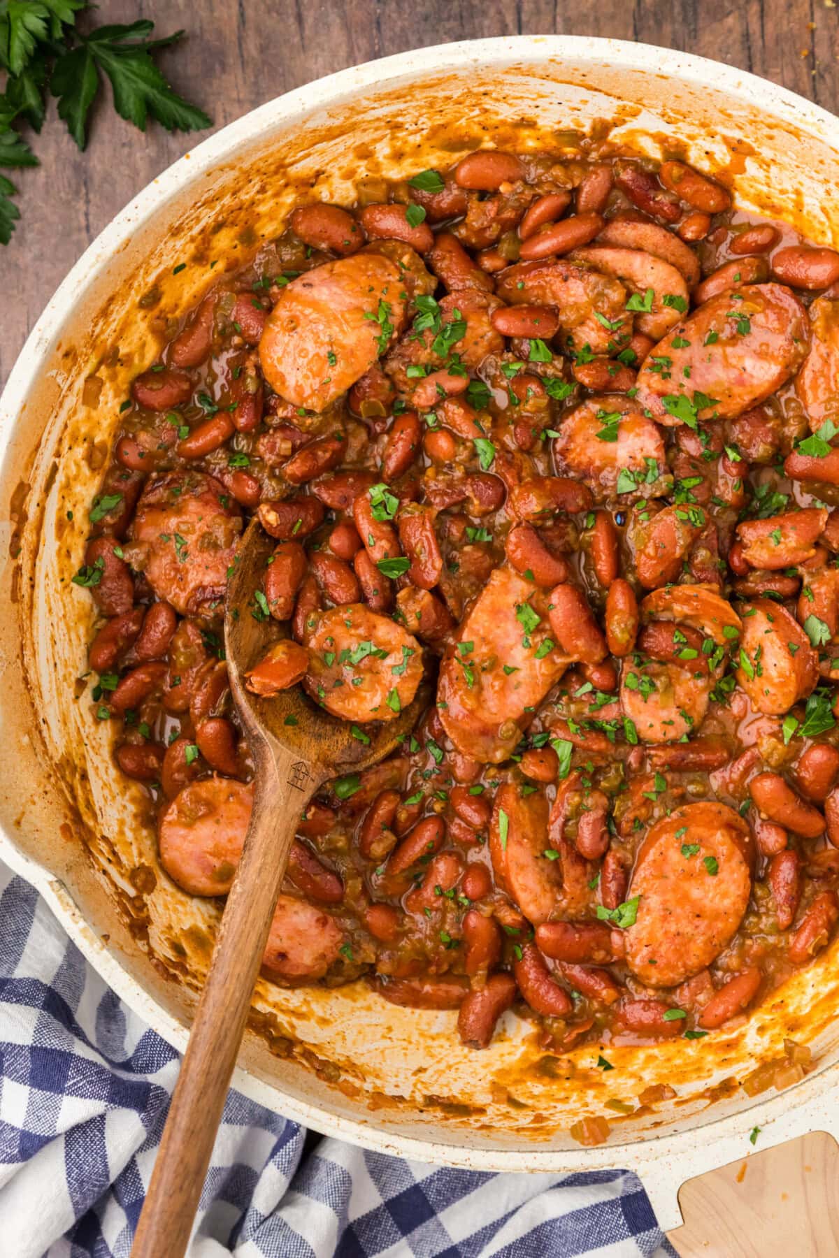 Cajun Red Beans in a skillet