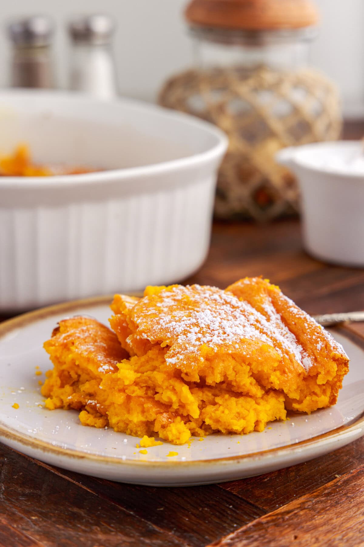 Serving of Carrot Souffle on a plate