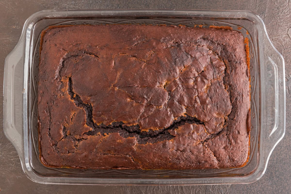 baked chocolate pumpkin magic cake