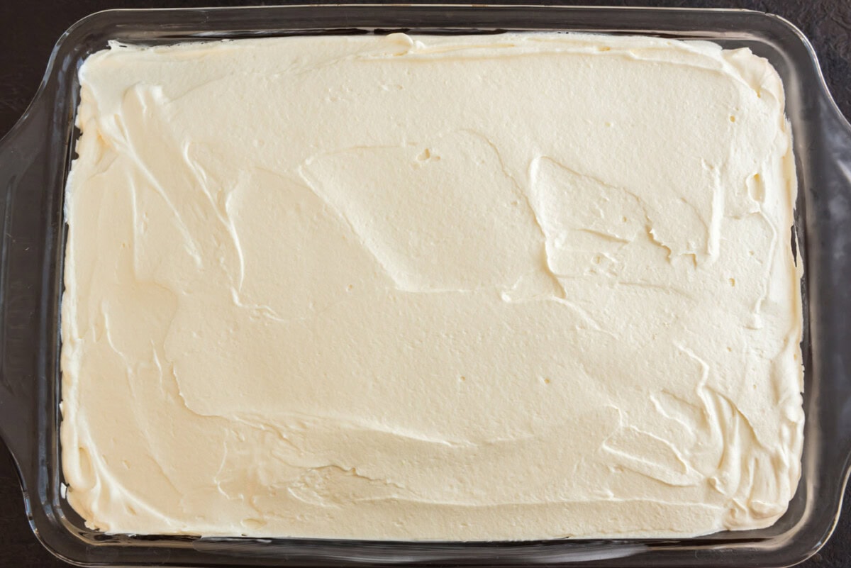 vanilla mousse over top chocolate pumpkin magic cake