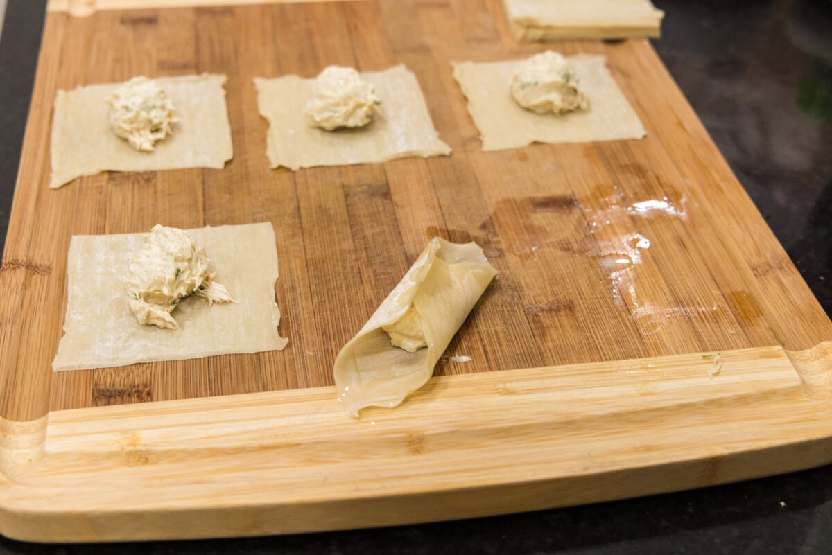 winton wrapper folded over crab filling