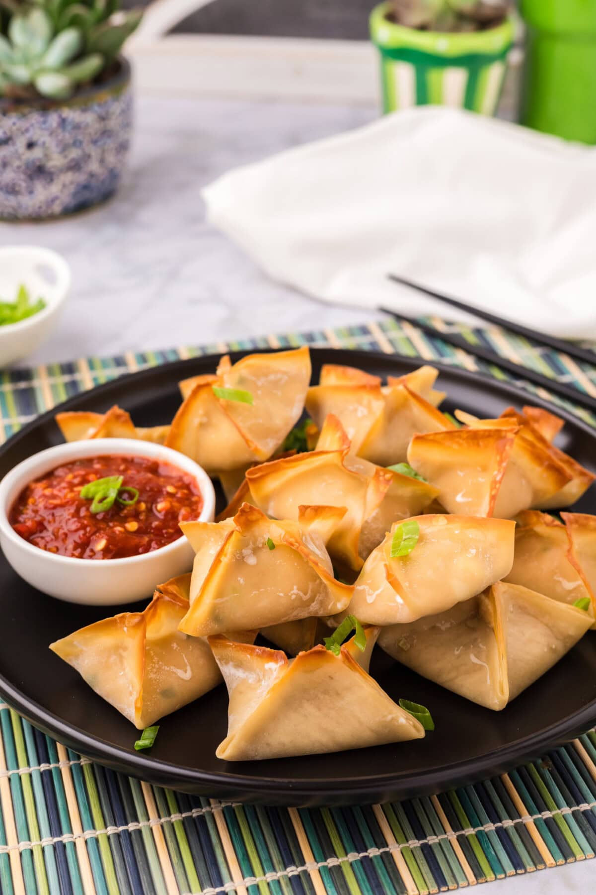 Crab Rangoons on a plate