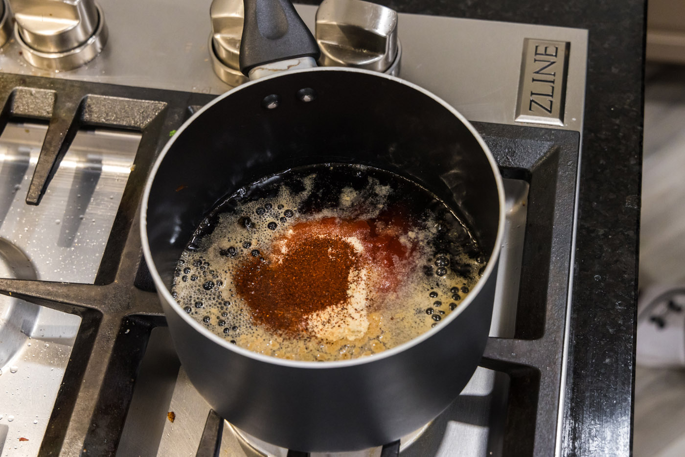 dr pepper sauce in a saucepan