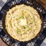 Close up photo of a bowl of Garlic Mashed Potatoes