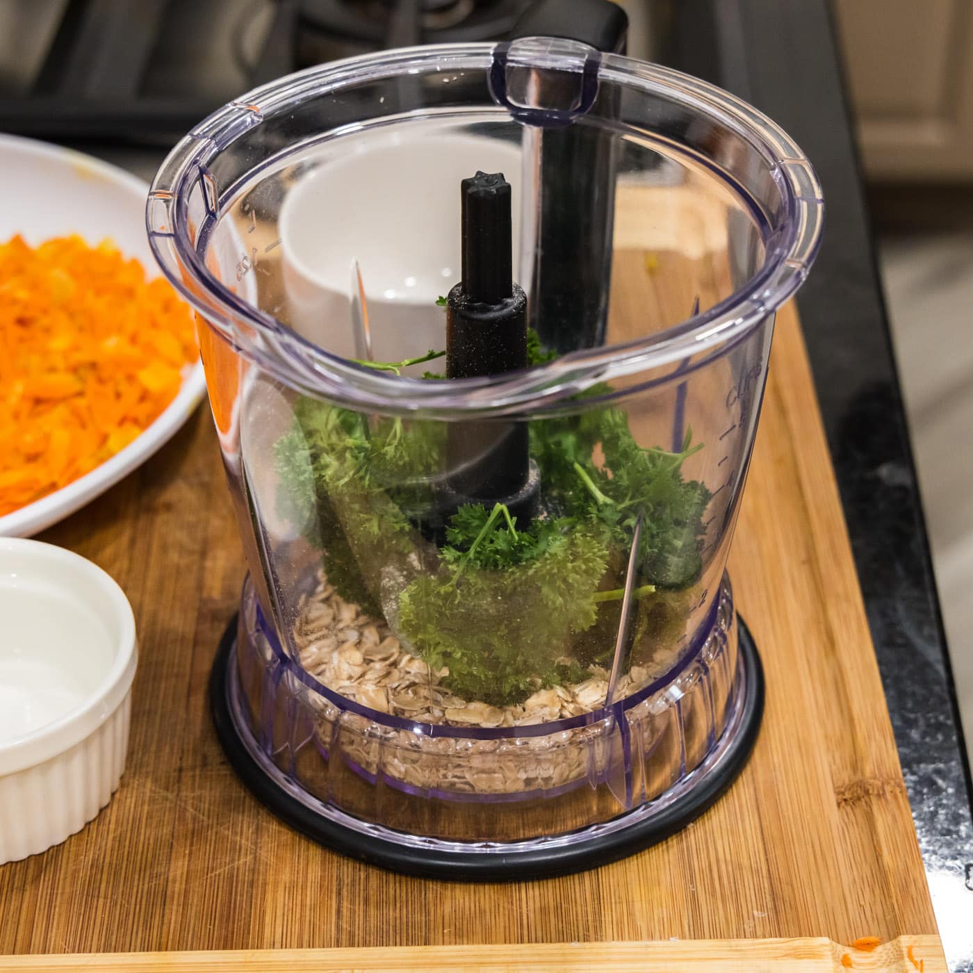 oats and parsley in a food processor
