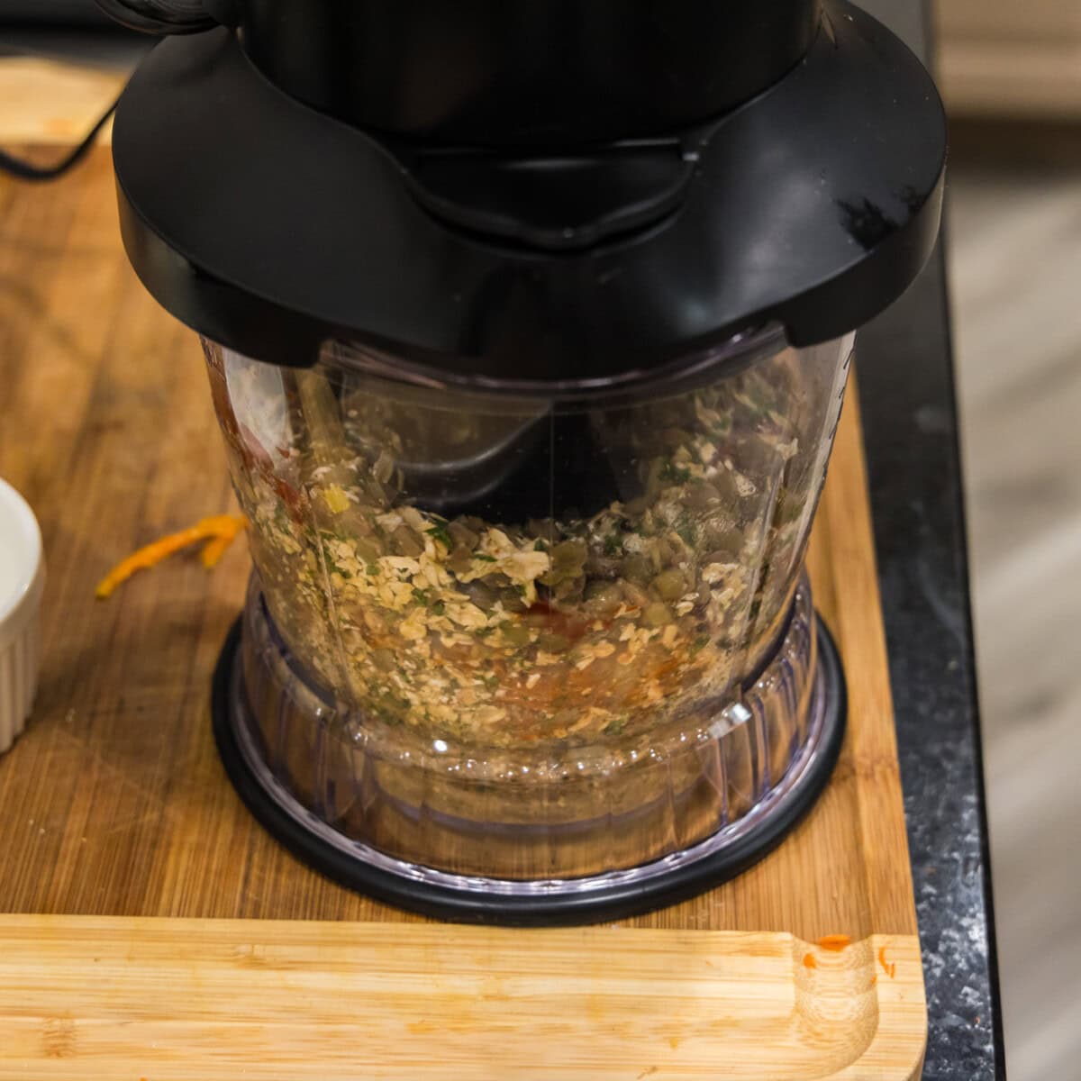 blitzing lentil mixture in food processor