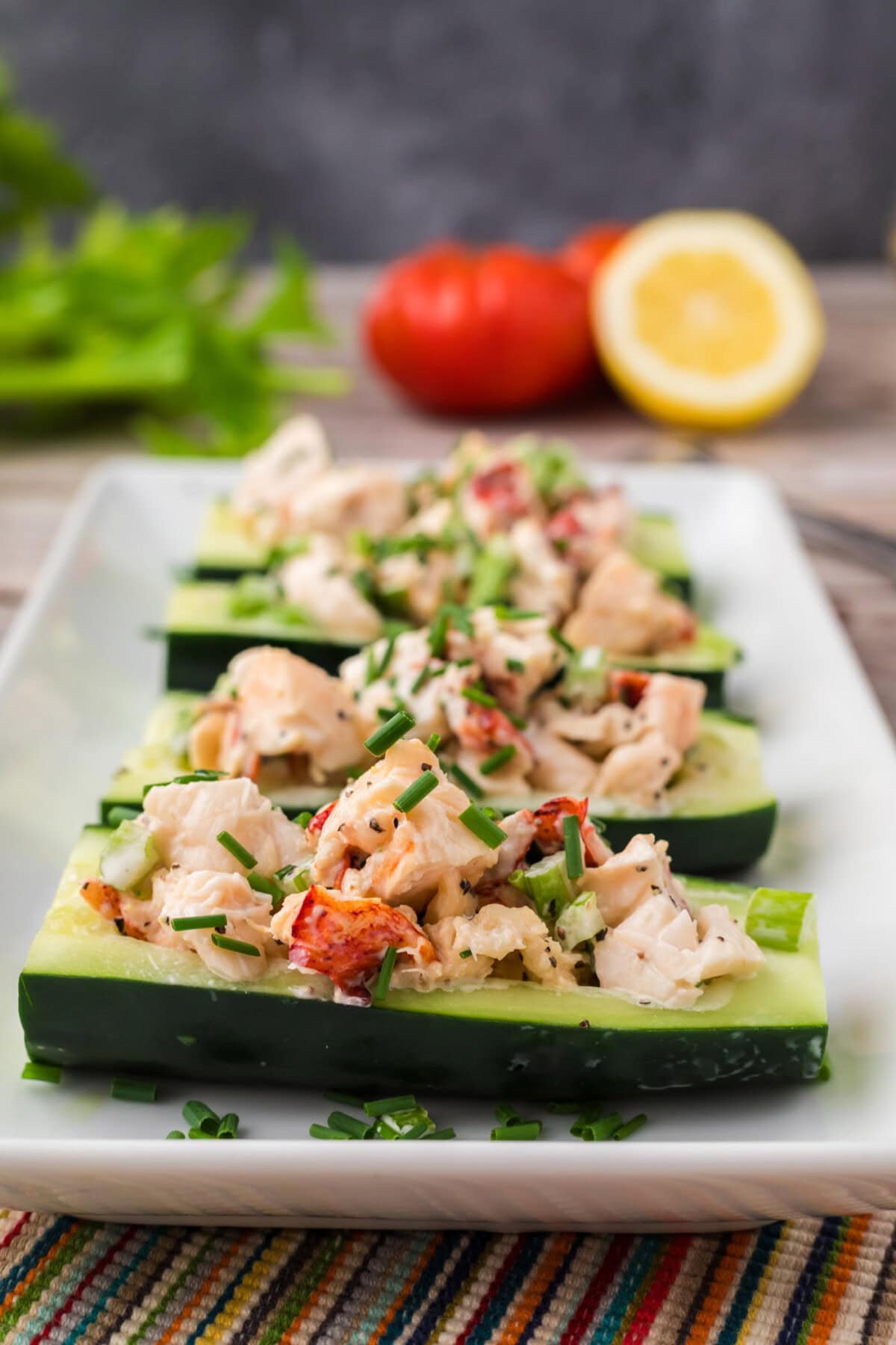 Close up photo of Lobster Cucumber Boats