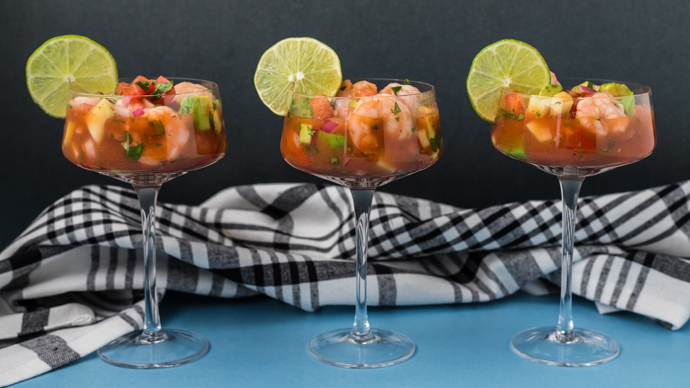 This Mexican shrimp cocktail is spicy, saucy, and insanely delicious. Serve with saltines or tortill