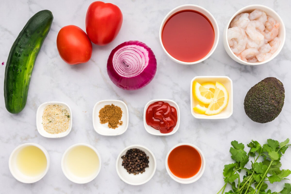 Ingredients for Mexican Shrimp Cocktail