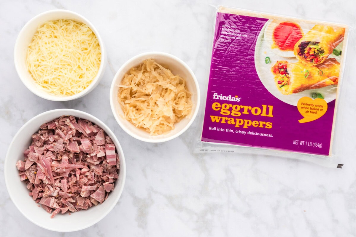 Ingredients for Reuben Egg Rolls