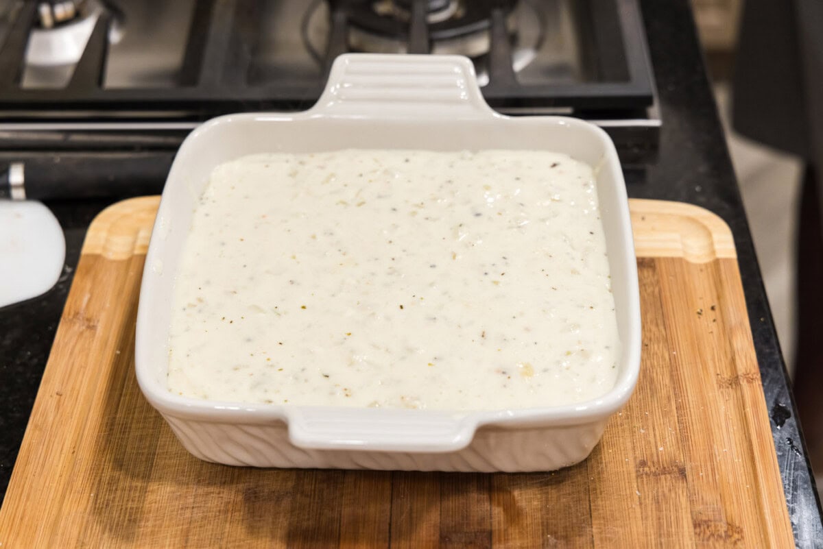 scalloped potatoes in a dish