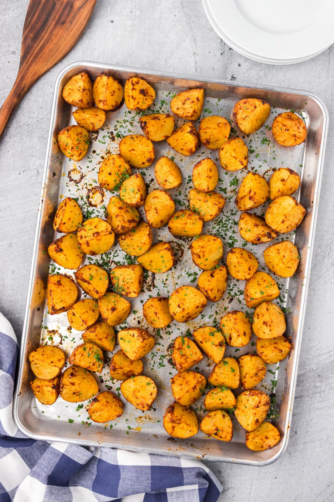 Spicy Potatoes on a sheet pan