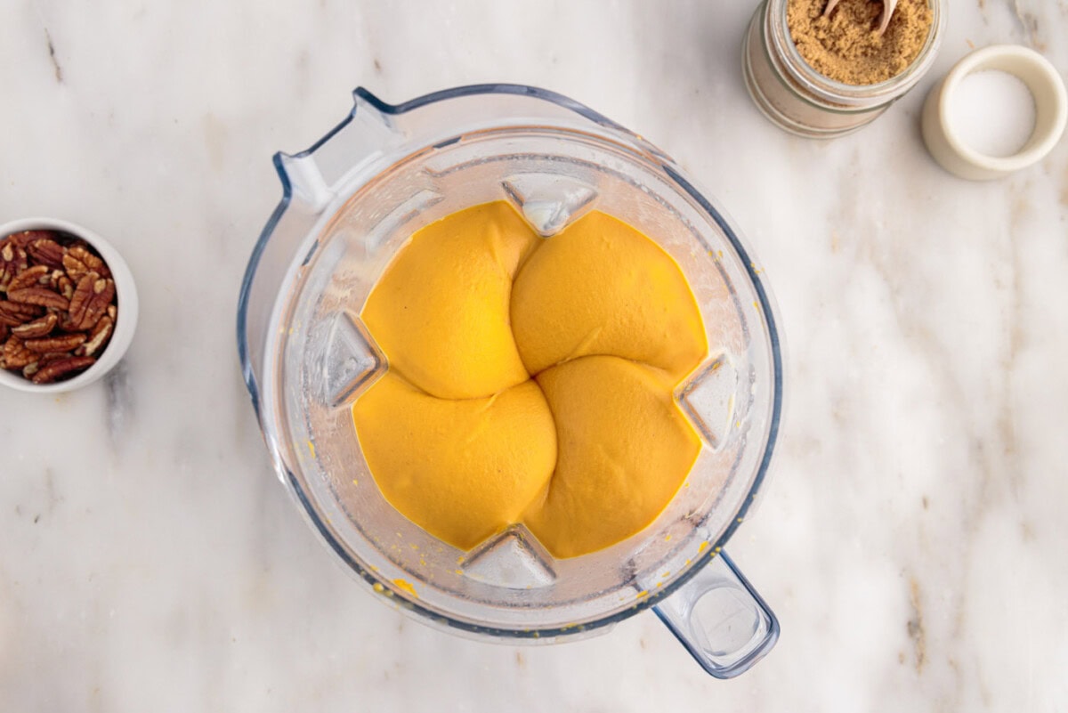 sweet potato souffle filling in a blender