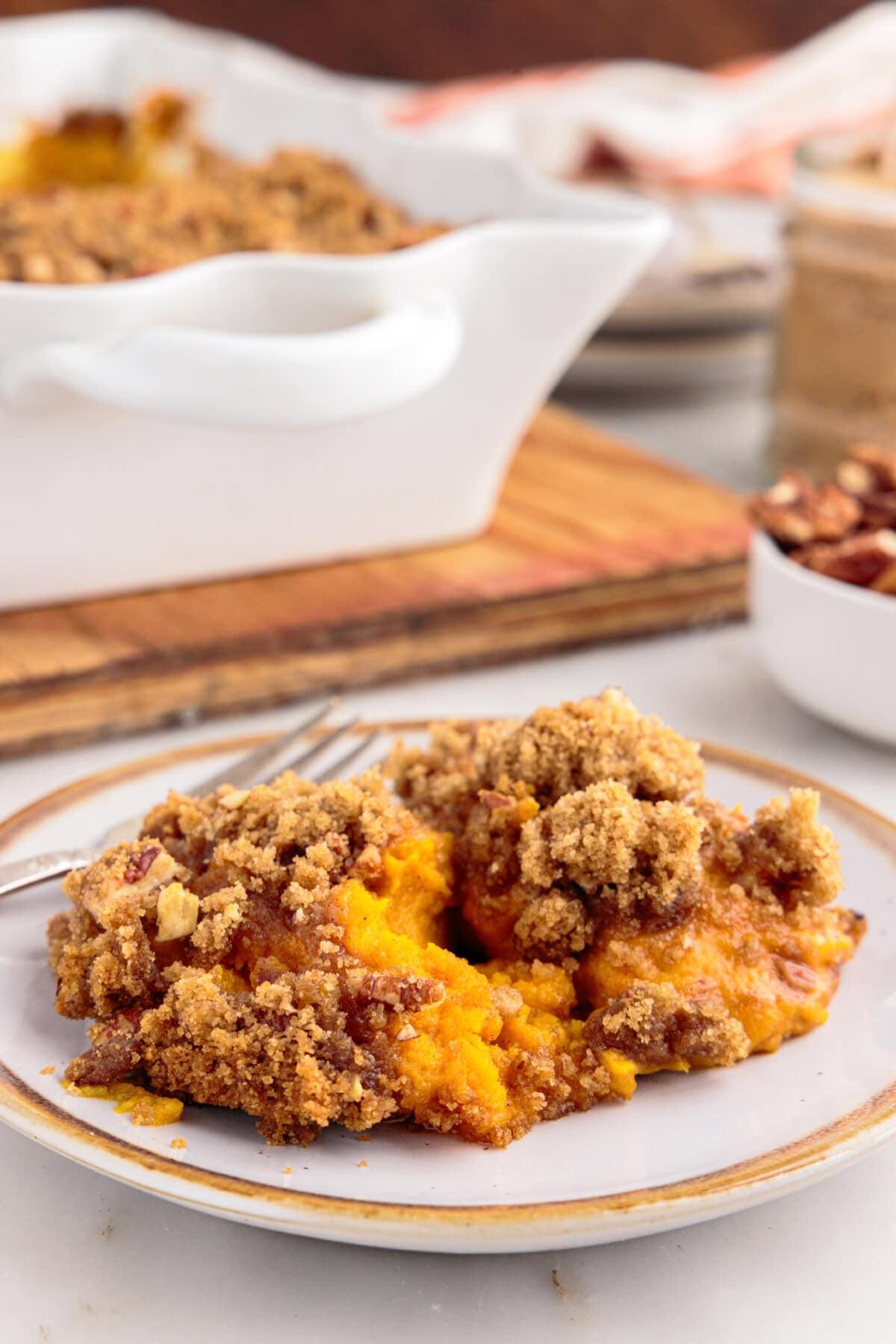Serving of Sweet Potato Souffle on a plate
