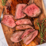 Overhead photo of Air Fryer Roast Beef slices