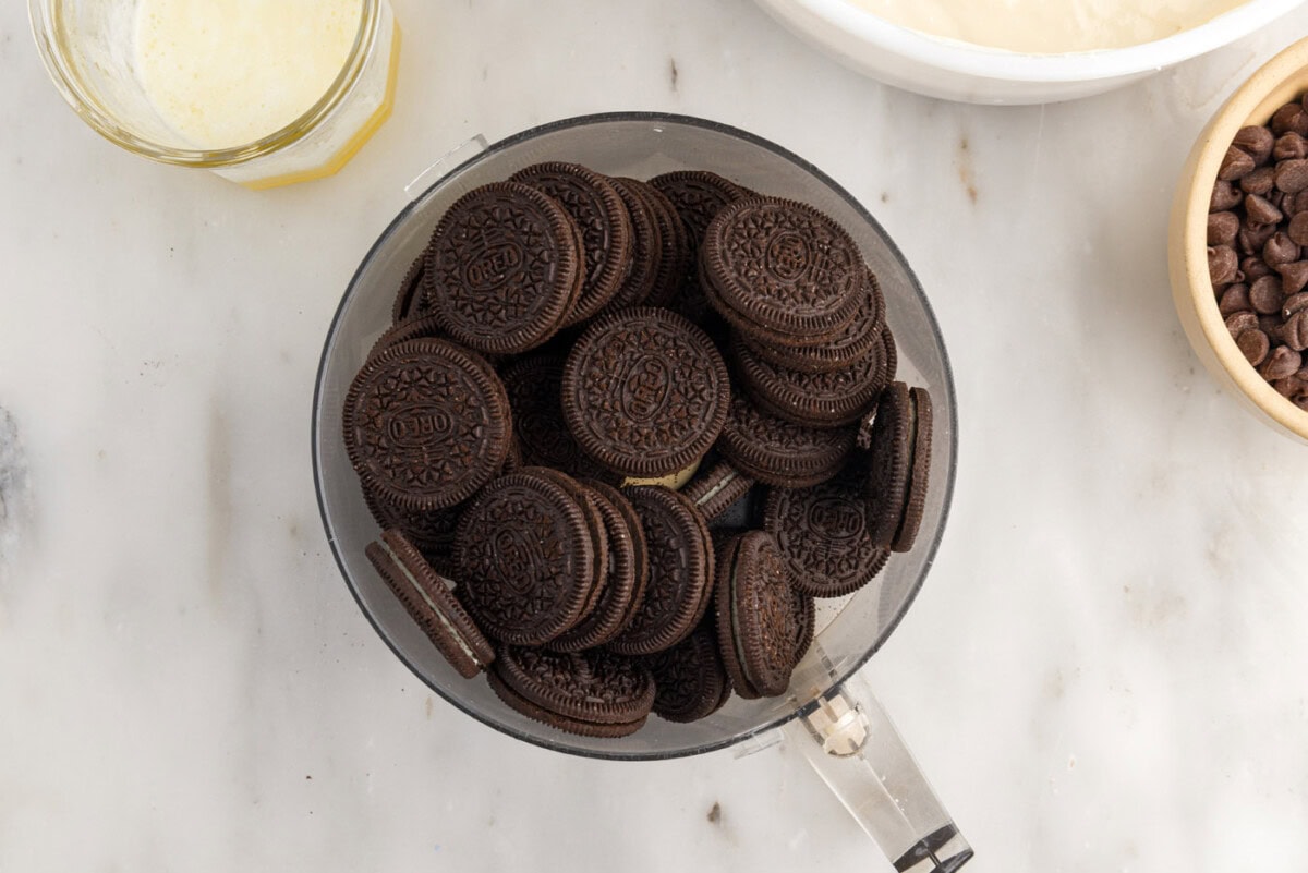 Oreos in a food processor bowl