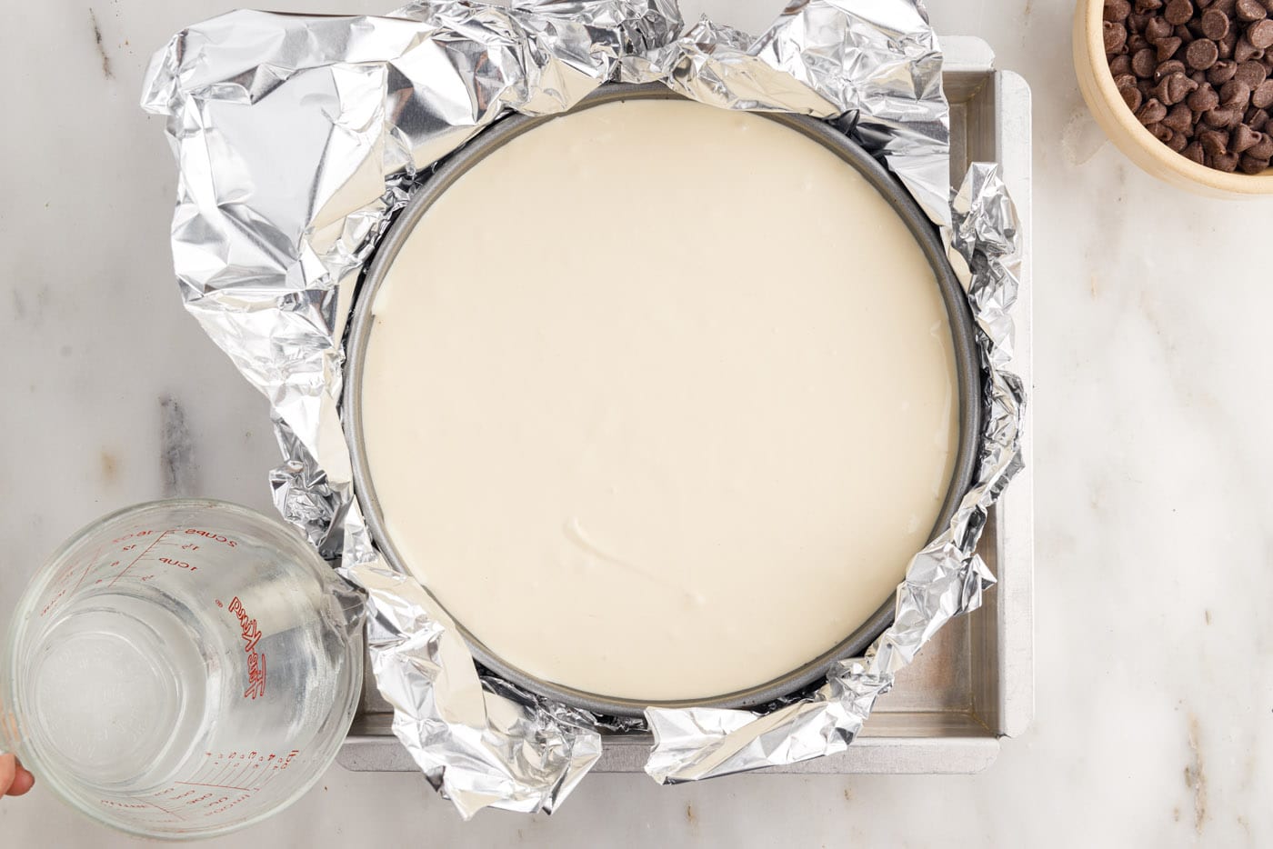 cheesecake wrapped in two layers of foil