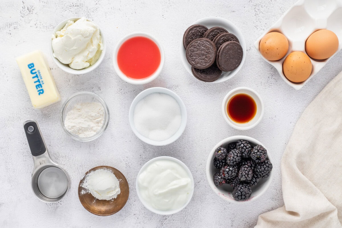 Ingredients for Blackberry Swirl Cheesecake