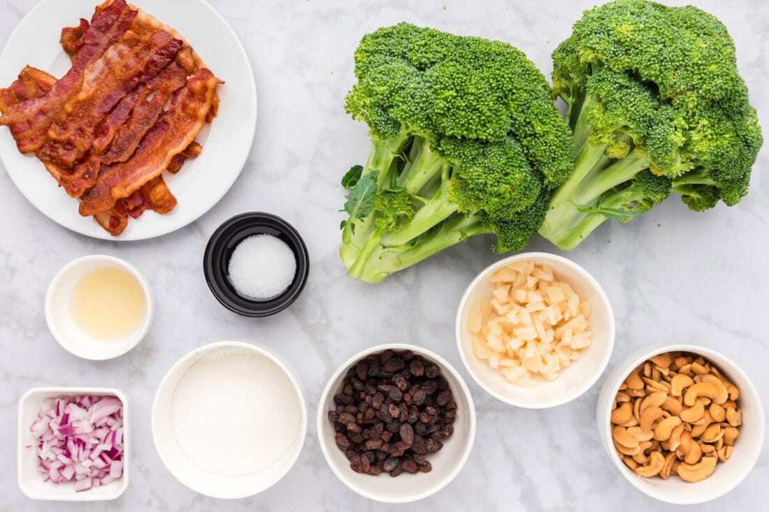 Ingredients for Broccoli Cashew Salad