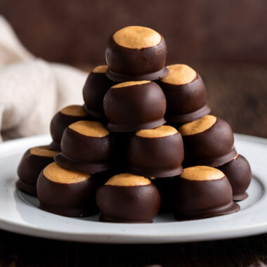 Buckeye Candy stacked on a plate