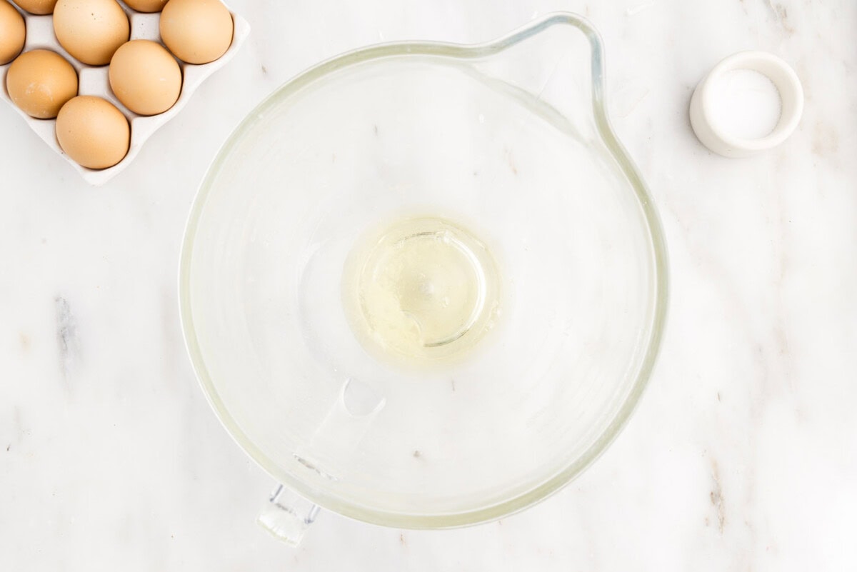 egg whites and salt in a stand mixer bowl