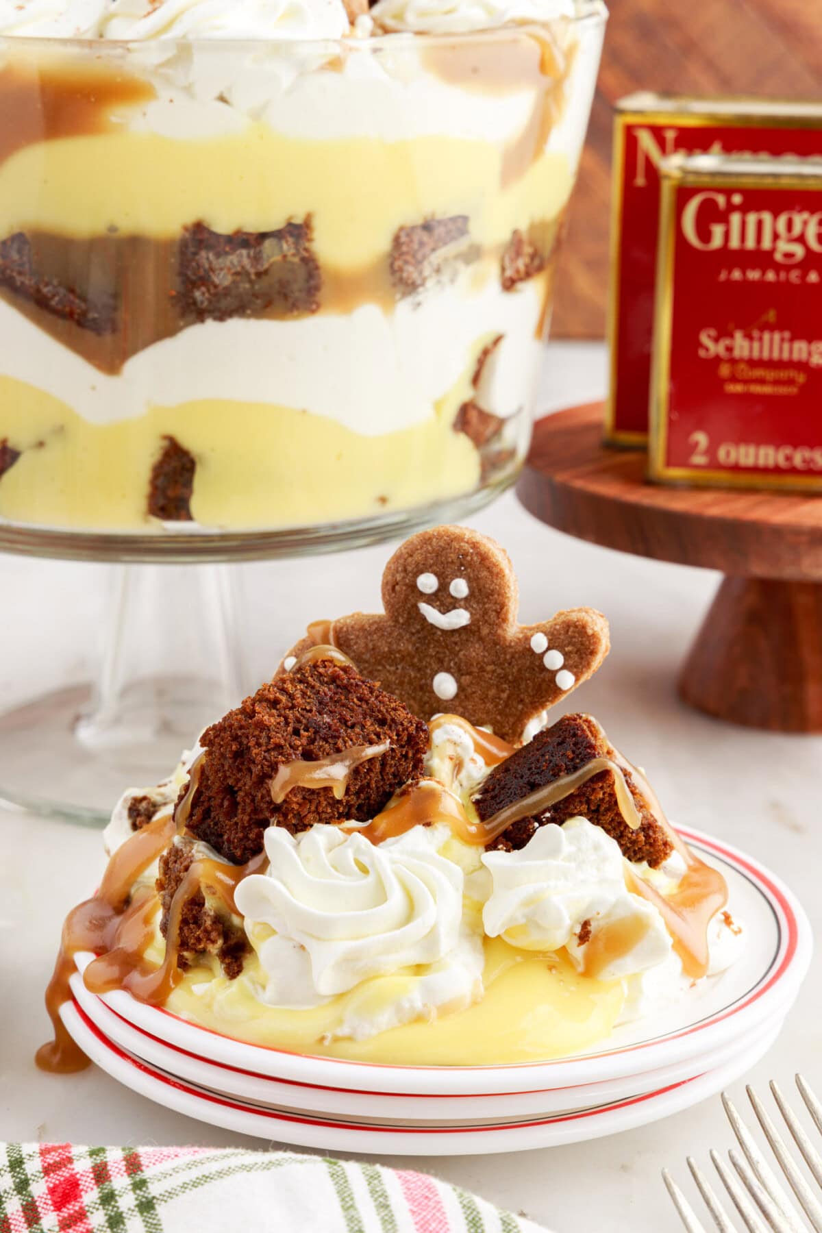 Gingerbread Trifle on a plate