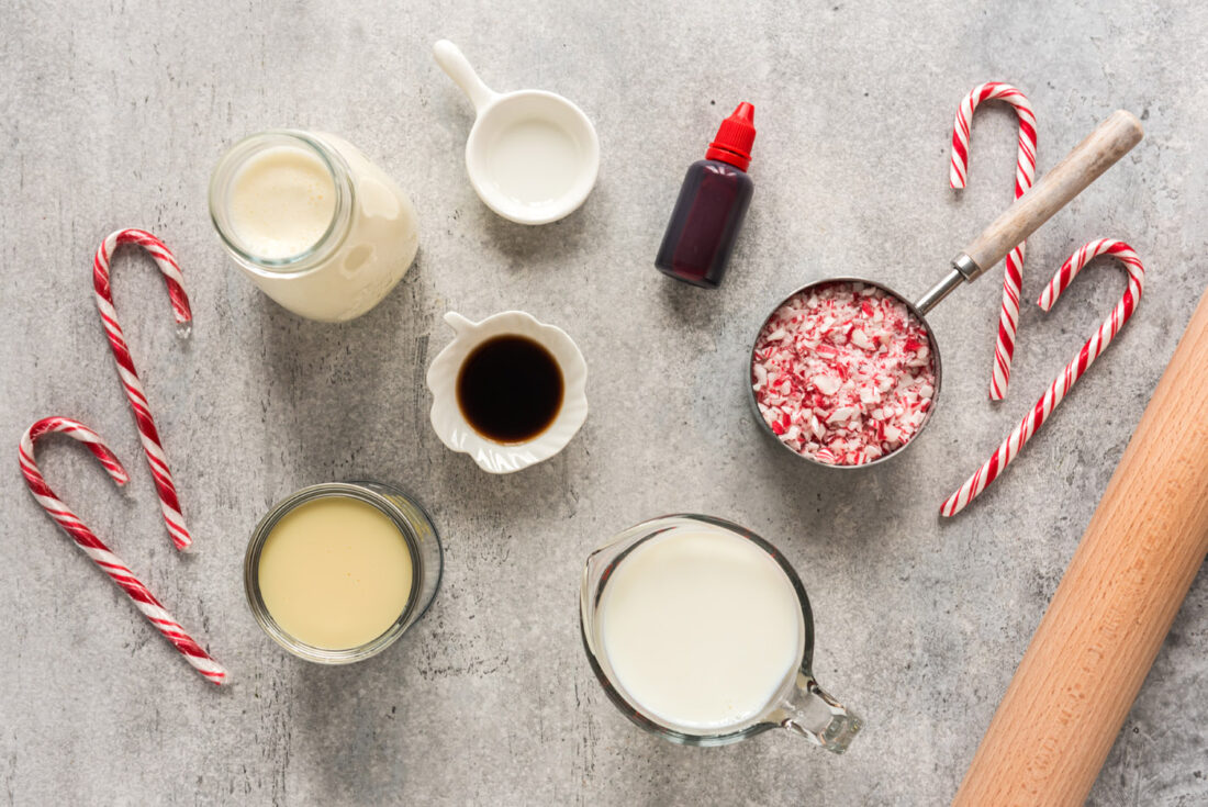 Ingredients for Homemade Peppermint Ice Cream