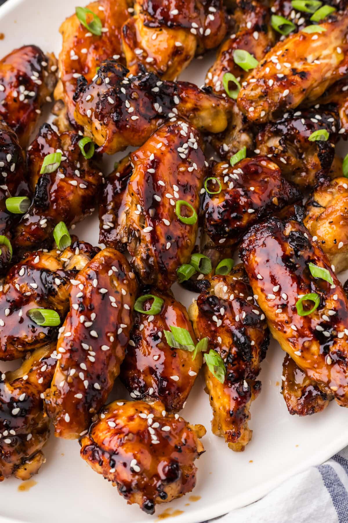 Close up photo of a platter of Honey Garlic Chicken Wings