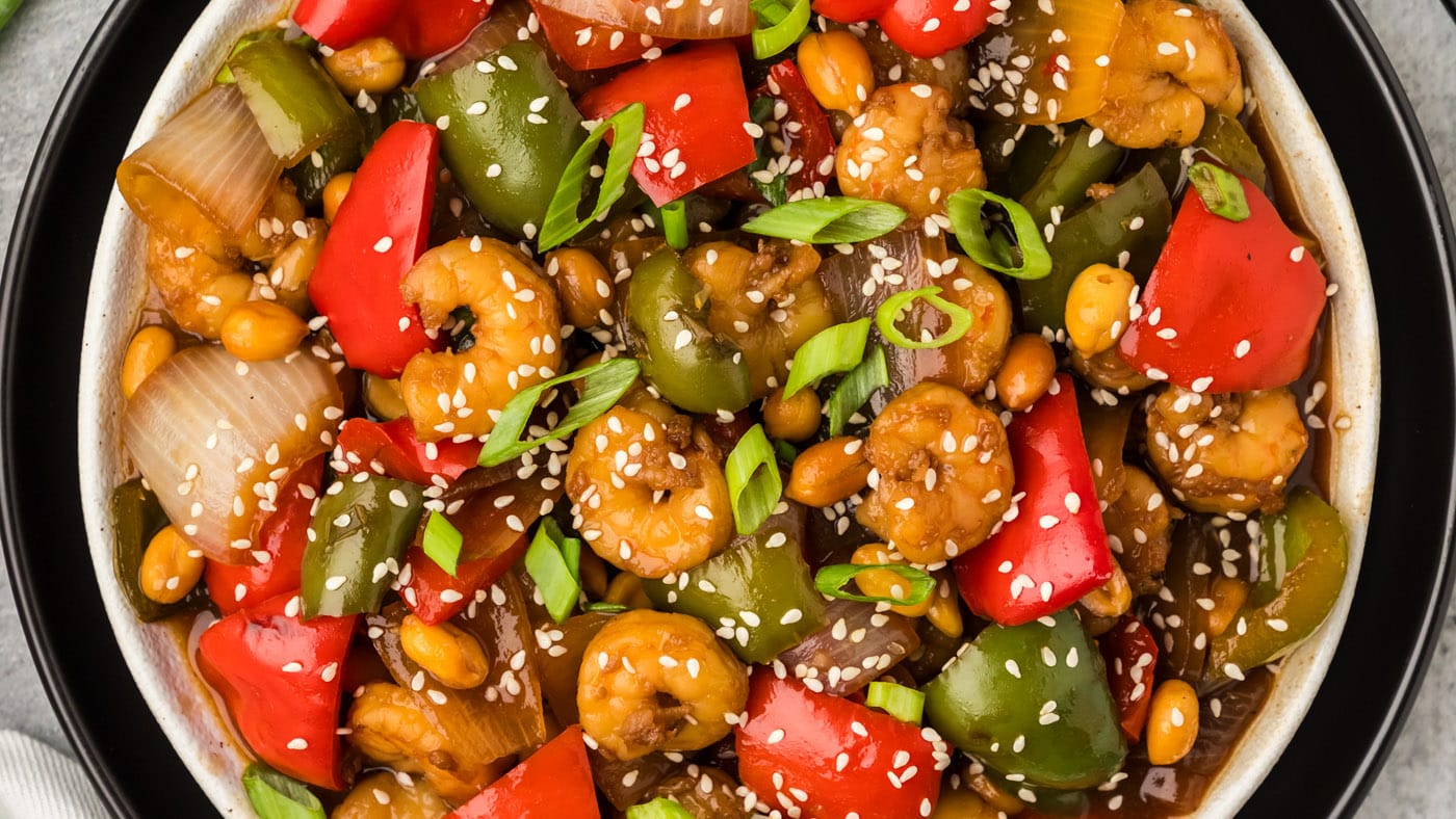 This kung pao shrimp recipe is slightly sweet but mostly savory and is on the table in under 30 minu