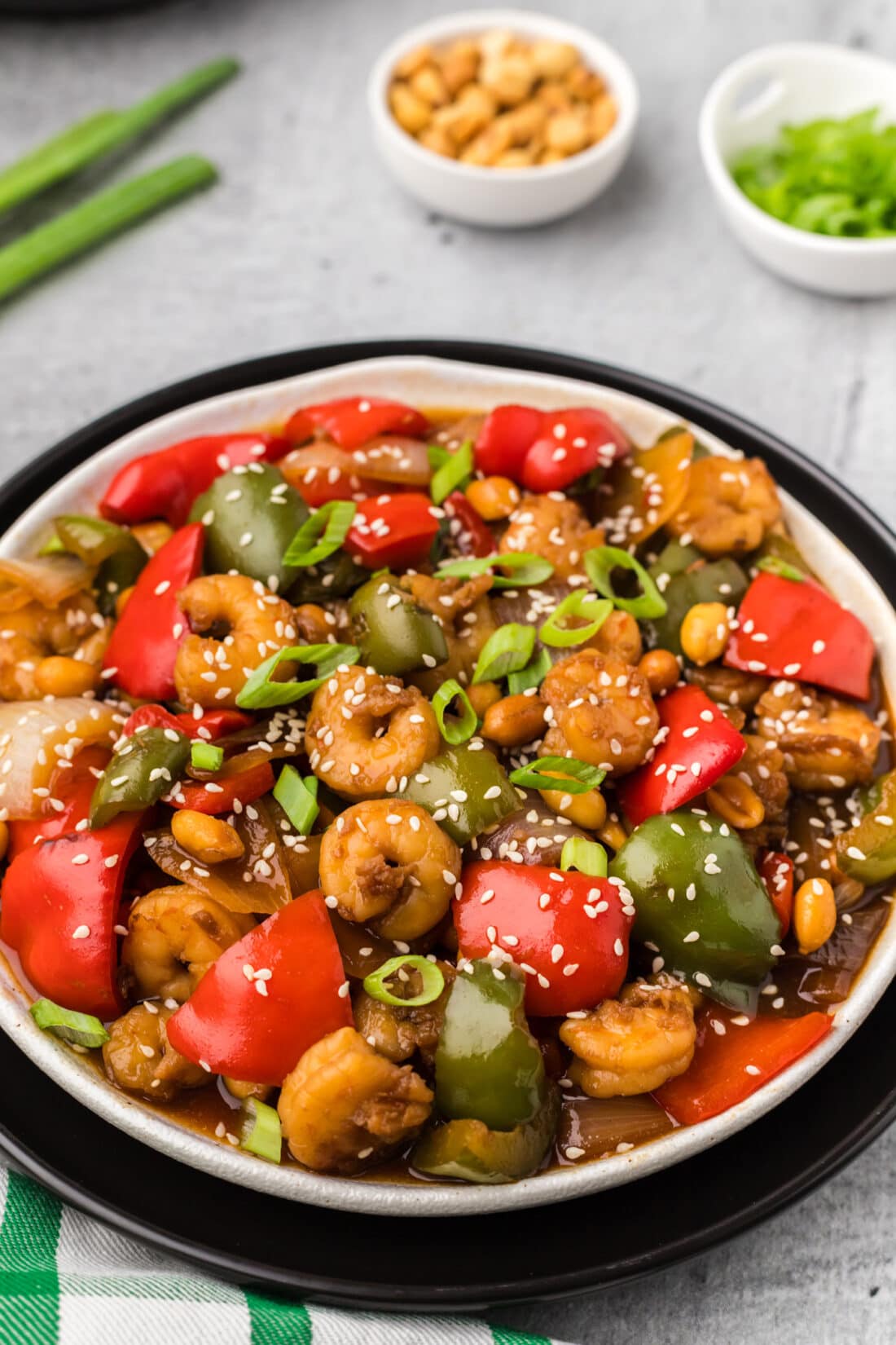 Plate of Kung Pao Shrimp