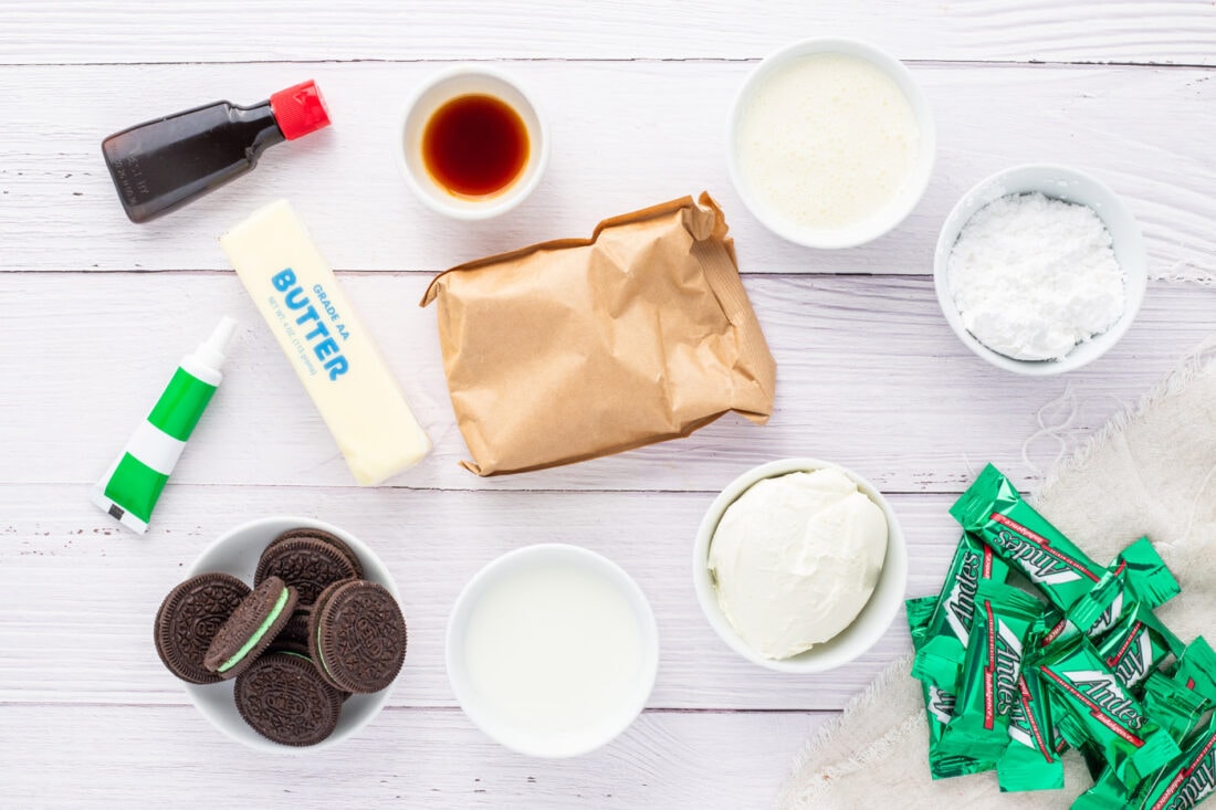 Ingredients for Mint Chocolate Dream Bars