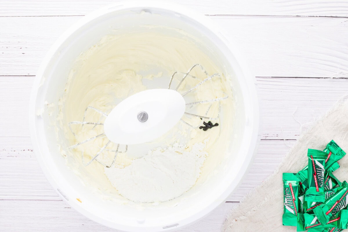 green food coloring added to thickened whipped cream