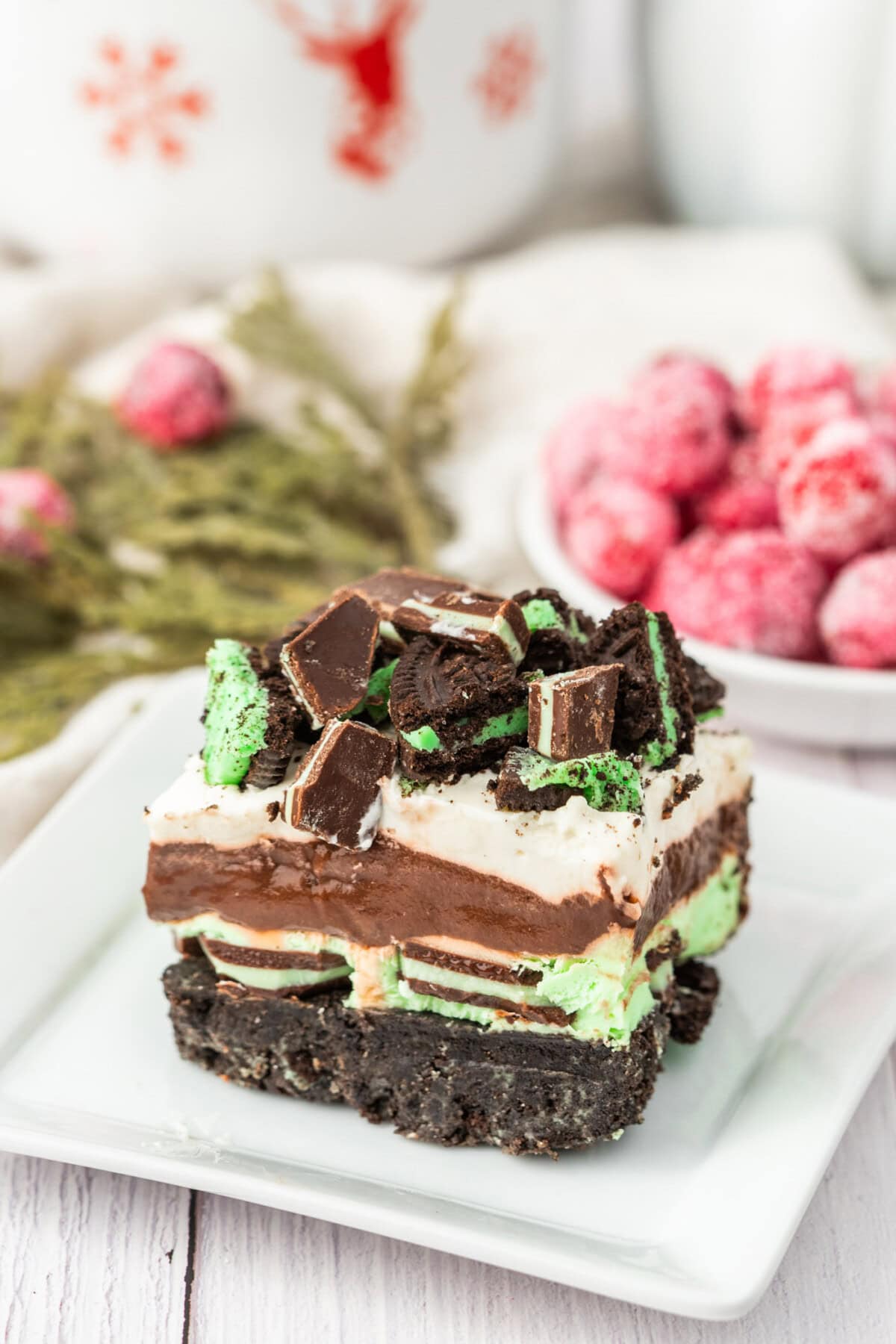 Mint Chocolate Dream Bar on a plate