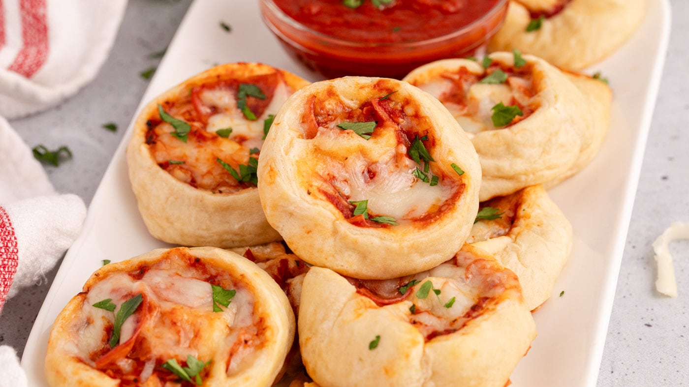 We've stuffed our pizza pinwheels with pepperoni and mozzarella cheese, but you can customize them w