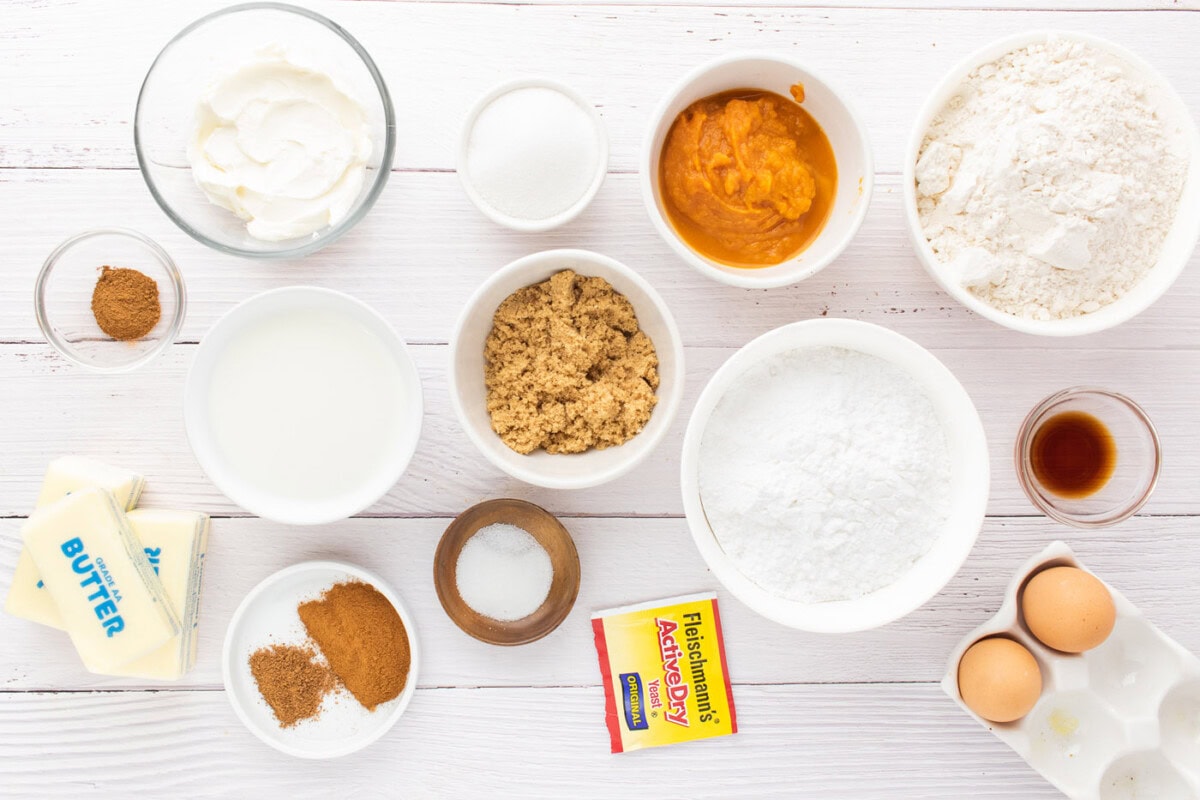 Ingredients for Pumpkin Cinnamon Rolls