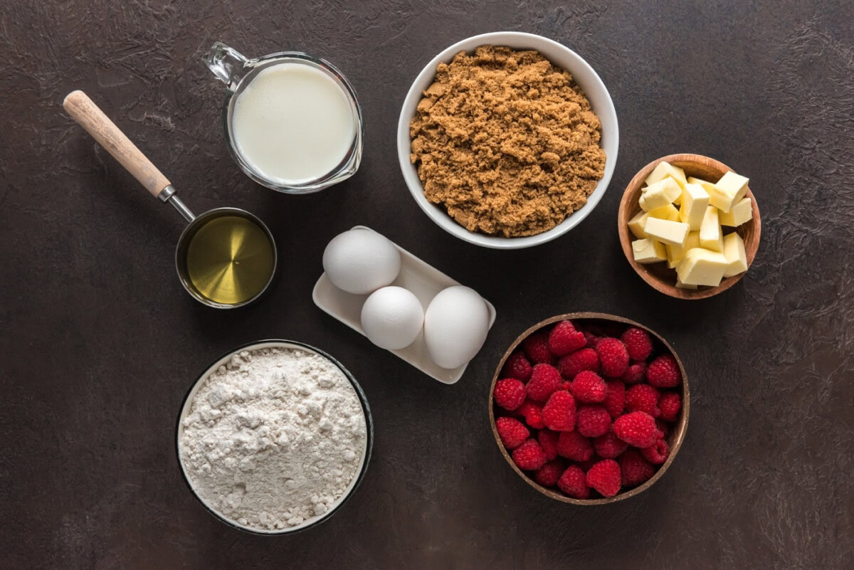 Ingredients for Raspberry Upside Down Cake