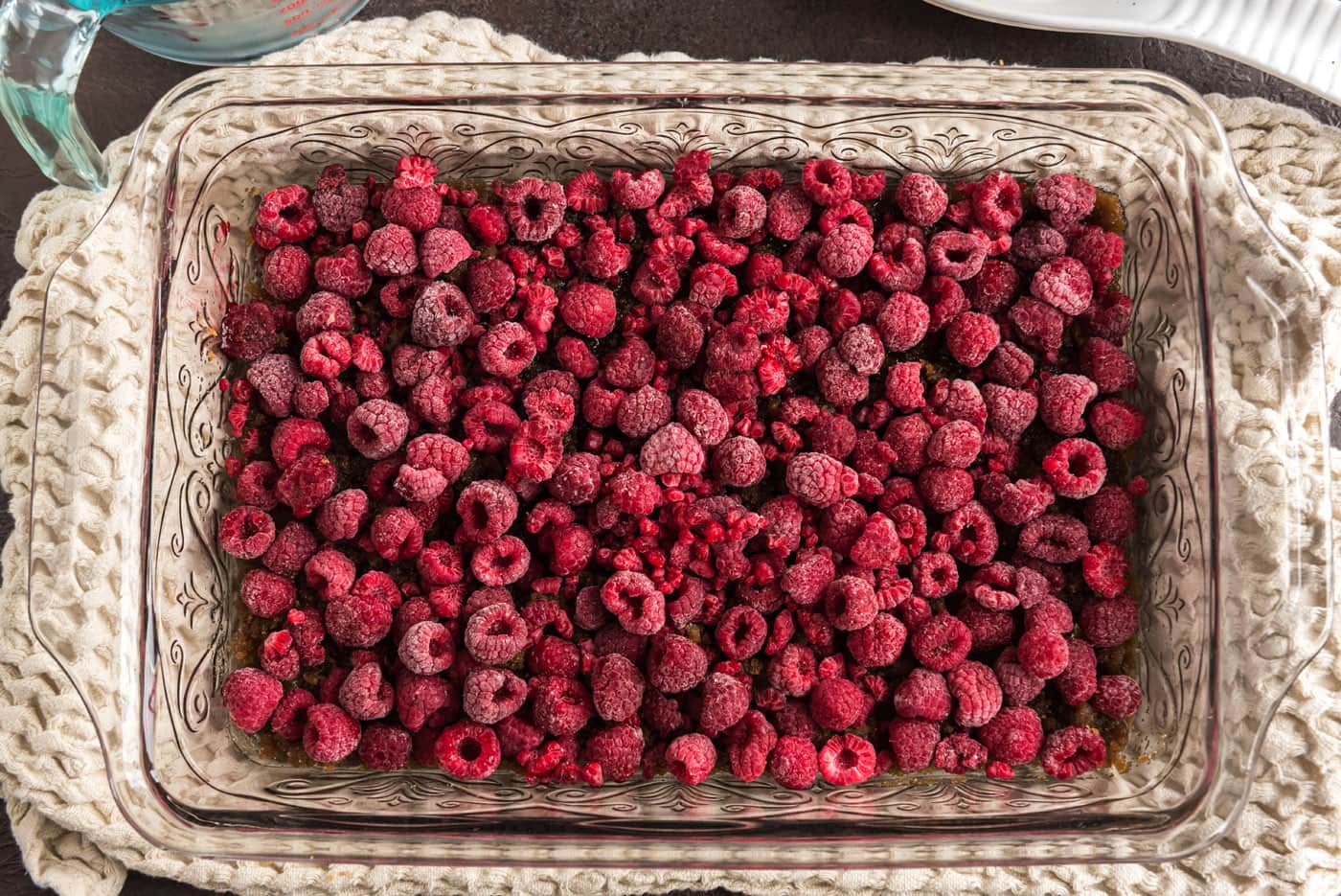 raspberries on top of brown sugar butter mix