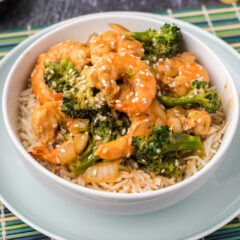 Bowl of Shrimp and Broccoli over rice