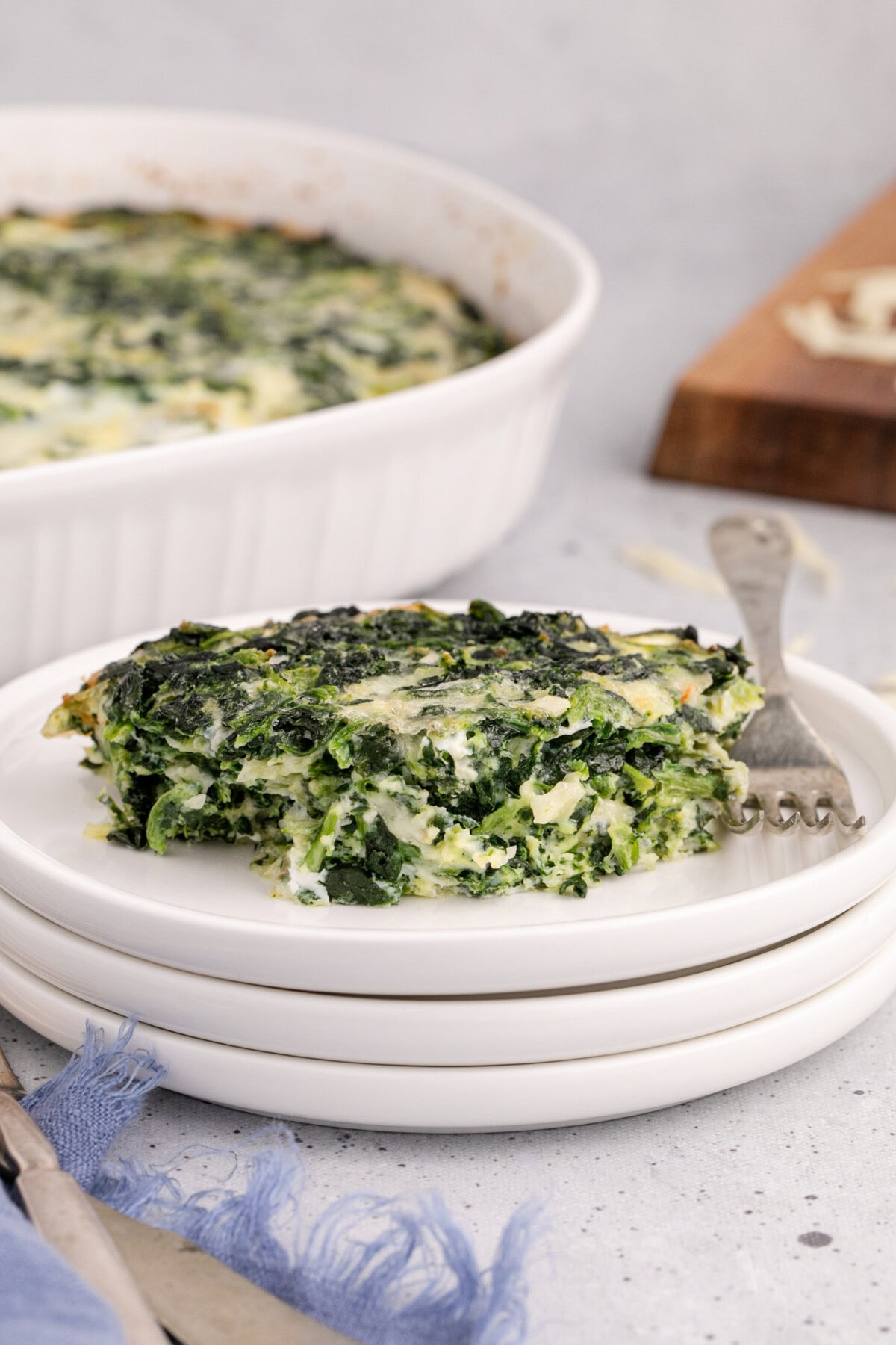Serving of Spinach Souffle on a plate