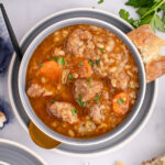 Beef Barley Soup in a bowl