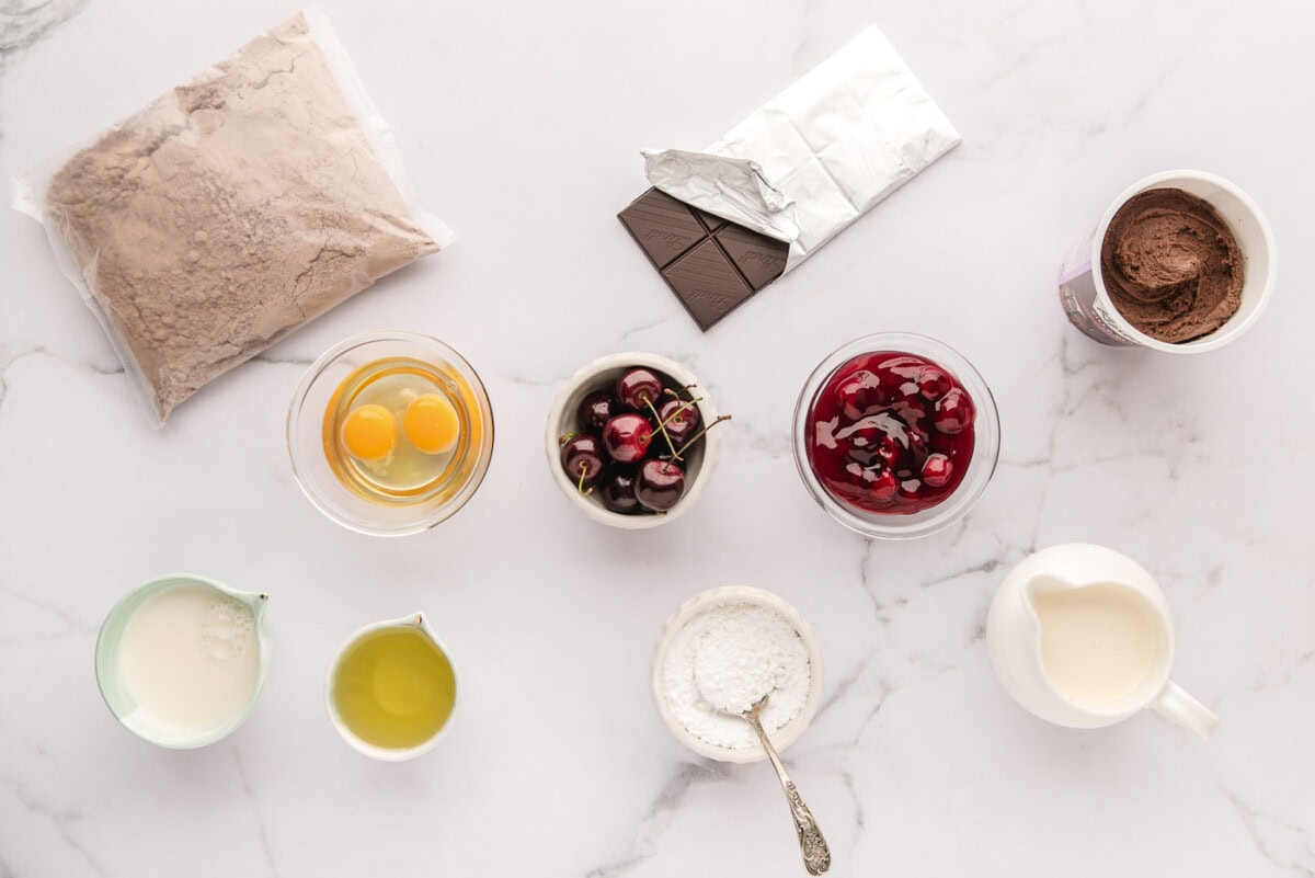 Ingredients for Black Forest Poke Cake