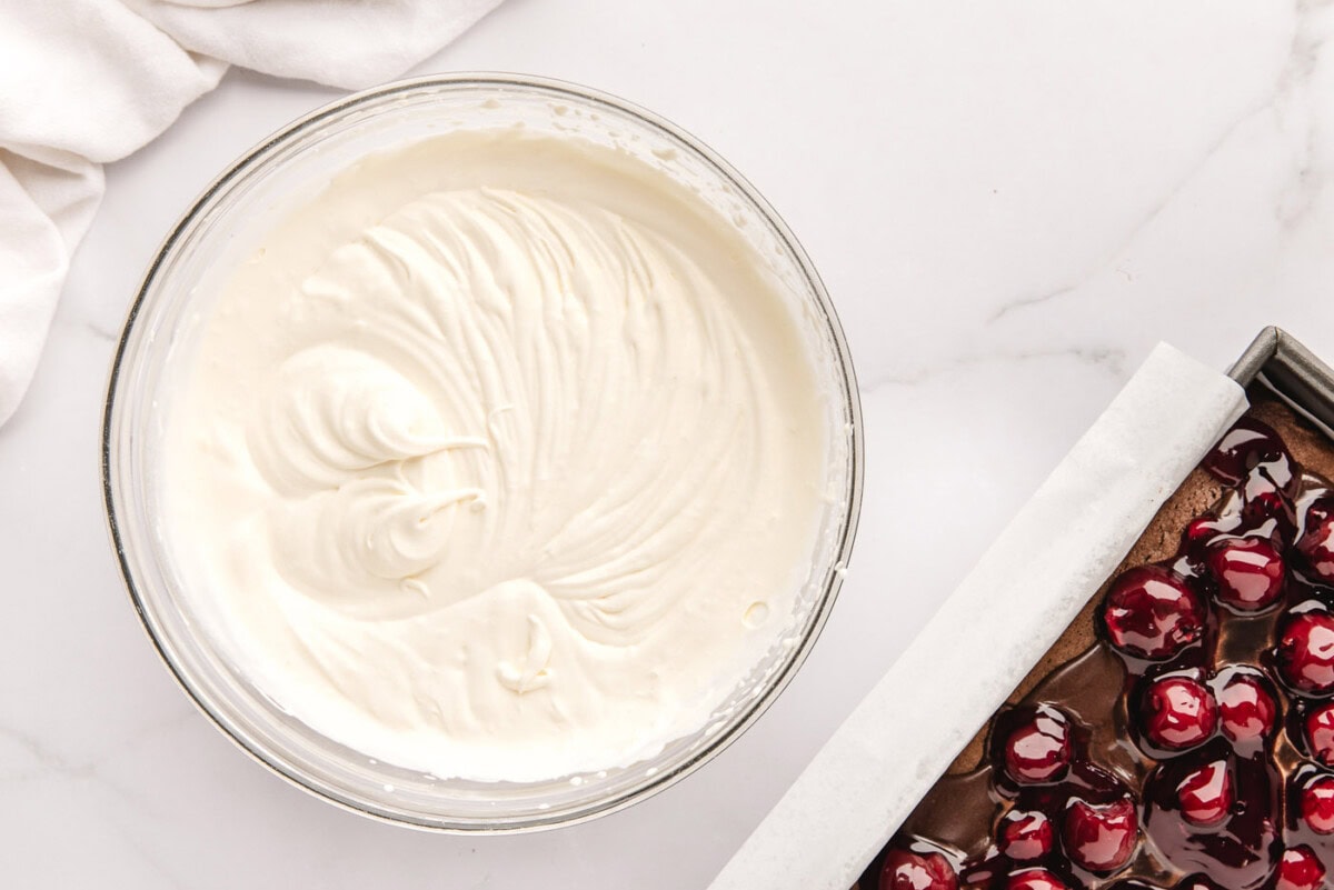 homemade whipped cream in a mixing bowl
